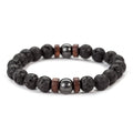8mm Volcanic Stone Bracelet for Men Lava Wooden Beads Bracelet Tibetan Buddha Male Wrist Chain Jewelry Handmade Elastic Bracelet